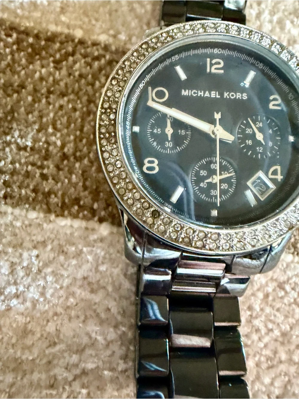 Michael Kors Women’s Black Ceramic Chronograph Watch. New $25 Battery On 8/11/26